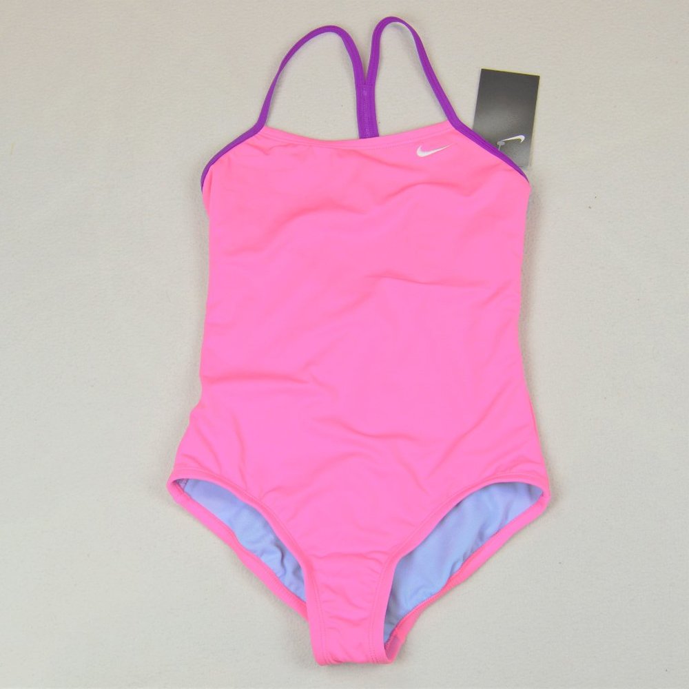 NWT NIKE Solid Racerback 1-Piece Swimsuit G (7-17) - Picture 1 of 3